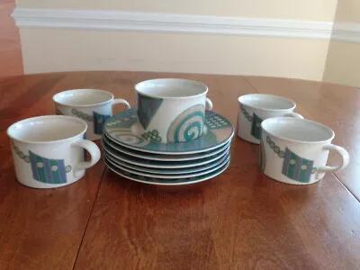 Mikasa Intaglio Life Style Cup And Saucer Sets Cac18 Lot Of 6 • $24