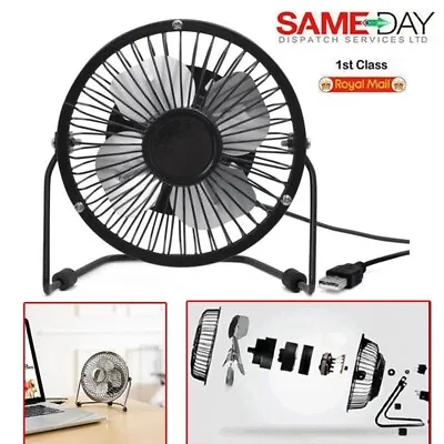 6  Mini USB Desk Fan Quiet Personal Cooler USB Powered Portable Table Fan • £9.93