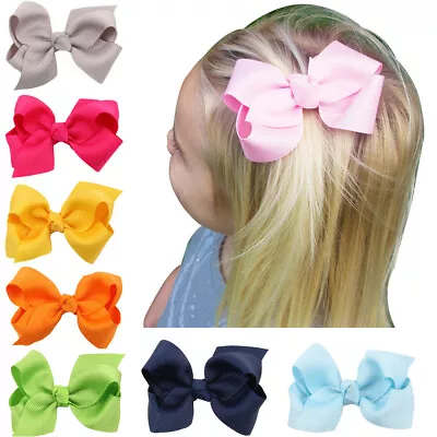 $1.42 • Buy Kids Girls Hair Bow Boutique Sweet Hair Clips Headwear Bowknot Hair Accessories