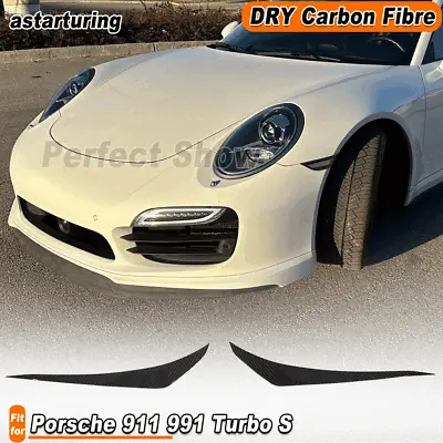For Porsche 911 991 Turbo S 14-16 Dry Carbon Front Bumper Canards Fins Splitter  • $285.09