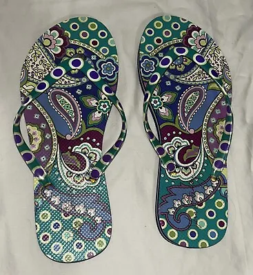 Vera Bradley Heather Purple Paisley Flip Flops Size Medium Women’s • $15