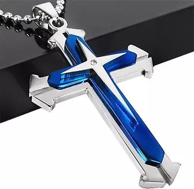 Men Titanium Steel Cross Necklace • $17.34