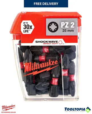 £6.79 • Buy Milwaukee Shockwave Impact Screwdriver Drill Bits Set - PZ2 25mm 25pc 4932430864