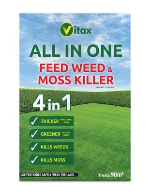 Vitax All In One Feed Weed Mosskiller - 90sqm - Lawn Fertiliser Kills Weeds Moss • £14.72