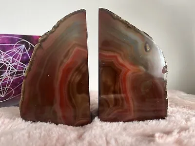 £60 • Buy Large Natural Agate Bookends 16 X 8cm
