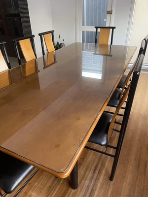 $500 • Buy Dining Table With 8 Black And Teak Chairs