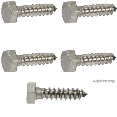 1/2 X 2  Lag Bolts Hex Head Stainless Steel Heavy Duty Wood Screws Qty 10 • $20.51
