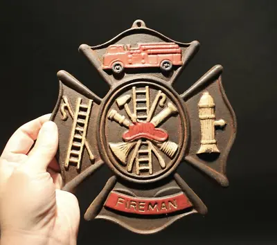 Antique Vintage Style Cast Iron Fire Fighter Plaque Fire Mark Sign  • $40