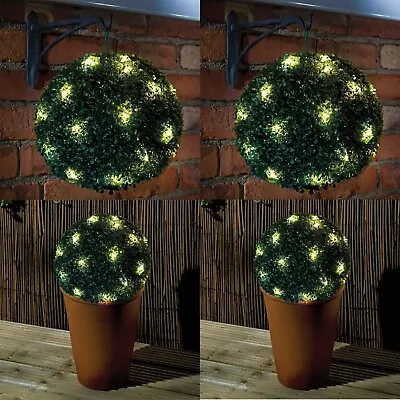 2 X Gorgeous Topiary Balls Garden 20 LED Solar Lights Hanging Dual Function • £24.49