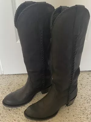 LANE Plain Jane Women’s Western Tall Leather Boots Black Charcoal - Size 6.5 • $120