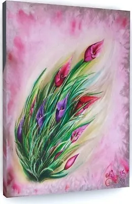 Abstract Lilies Flower Floral Canvas Picture Print Wall Art • £17.95