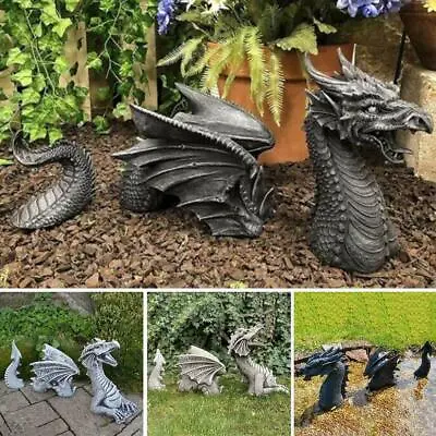 Dragon Garden Decor Statue Large Dragon Gothic Resin Ornament For Outdoor • £14.87