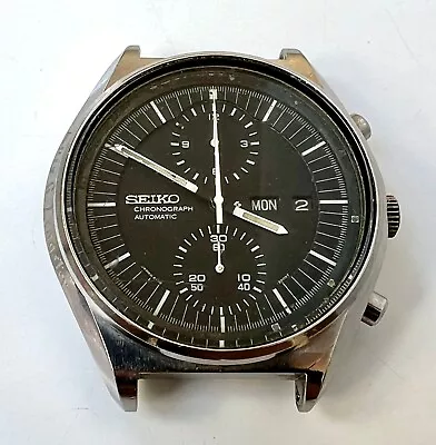 Seiko 6138-3003 Chronograph Automatic Watch JUMBO Men's Vintage Black Dial • $260