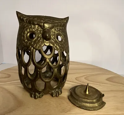 Vintage Brass Owl Candle Holder Hanging Lantern No Longer Has Chain 1970s • $34.99