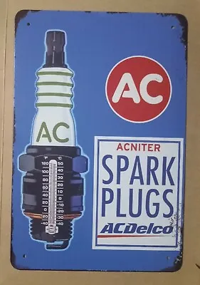 $25.50 • Buy AC Delco Spark Plugs - Metal Hanging Wall Sign