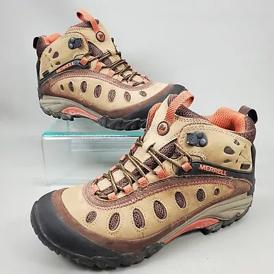 Merrell Women's Hiking Boots Chameleon Arc 2 Mid Waterproof Brown Peach Size 7 • $47.99