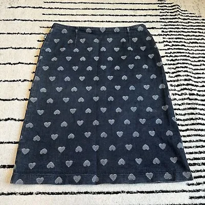 Moschino Jeans Vintage Hearts Pattern Denim Skirt Women’s Size US 8 • $79.99