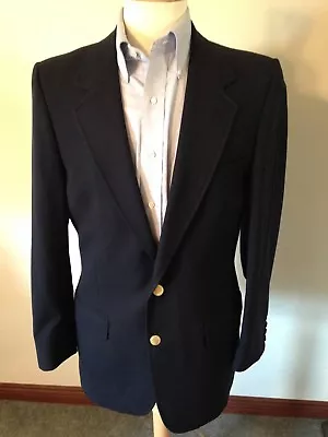 Men's Vintage Bill Blass Bloomingdales Navy Blue Wool Two-Button Blazer 40L • $49.99