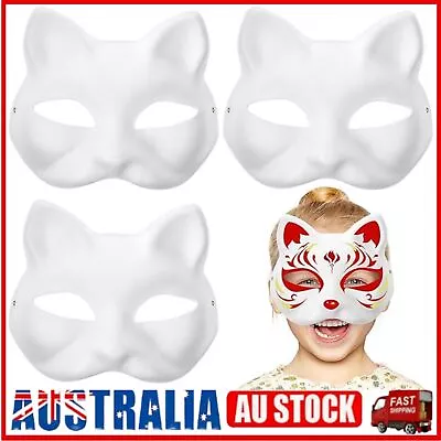 3X Cat MaskTherian Masks White Cat Masks Blank DIY Halloween Mask Cosplay AU • $10.59