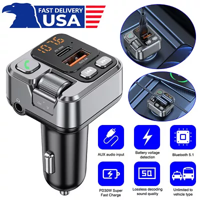 Bluetooth5.1 Car Adapter FM Transmitter USB 3.5mm Audio AUX Handsfree MP3 Player • $13.99