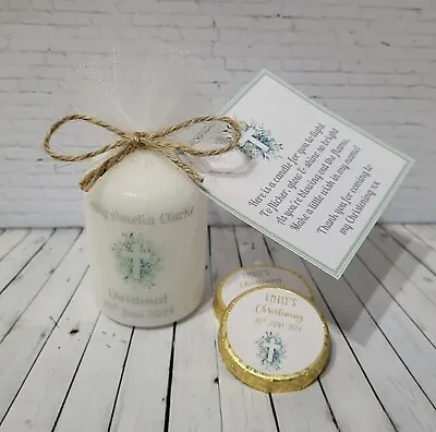 10 X Christening Baptism Holy Communion Personalised Votive Candle Favours • £22.50