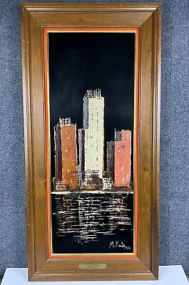 Morris Katz Signed 1962 Sky Scraper City Building Framed Palette Knife Painting • $110