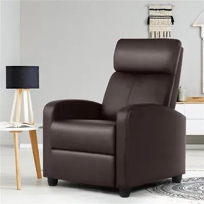 PU Leather Recliner Chair Living Room Single Sofa Home Theater Seating Brown • $132.99