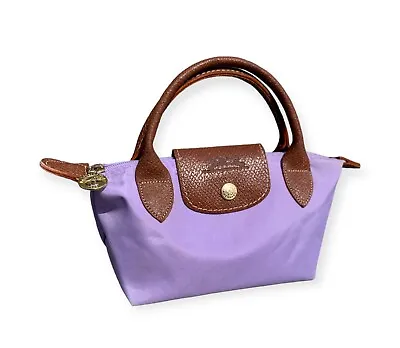 Longchamp Le Pliage Original Pouch Rare Purple Lila Mini Bag Nylon Leather • $170