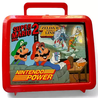 1989 Nintendo Power Super Mario Bros 2 ZELDA II LINK Plastic Aladdin Lunchbox • $50