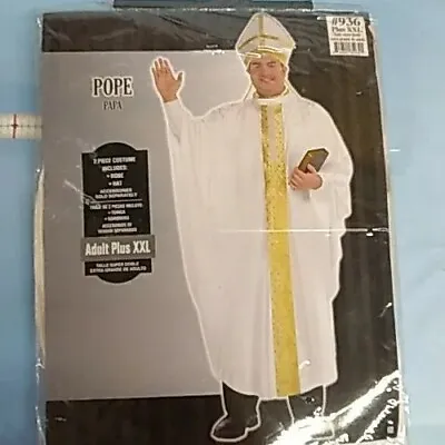 Pope 2 Piece Costume #936 Adult Plus XXL White Robe And Hat New In Package • $24.99