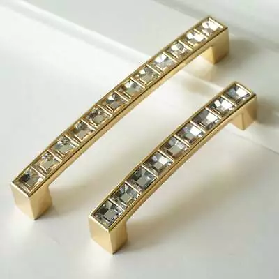 Clear Gold Dresser Drawer Pulls Handles Rhinestone Cabinet Door Knobs • $5.73