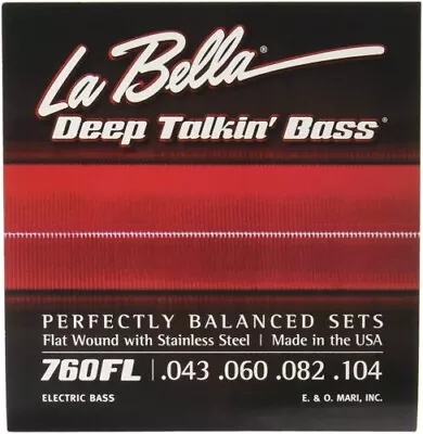 La Bella 760FL Stainless Standard Light 43-104 Flatwound Bass Strings • $42.95