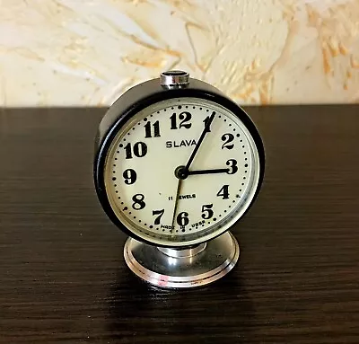  Soviet Vintage Mechanical Alarm Clock Slava - USSR - Full Working • $25