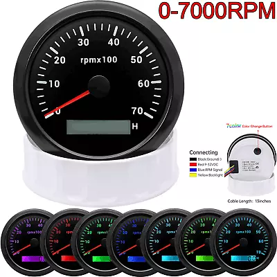 85mm Black Tachometer Tacho Gauge 0-7000RPM Waterproof For Marine Boat Car Truck • $27.93