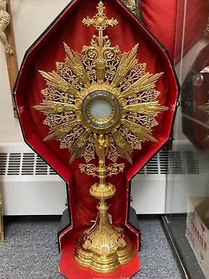 Fine Antique French Monstrance With Original Luna 28 3/4  Ht (AH57) Chalice Co. • $15700