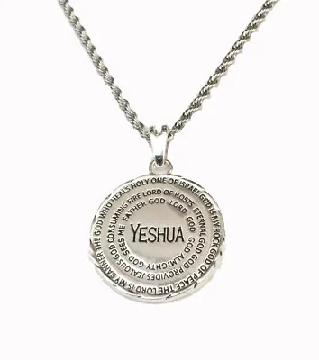 Silver Plated Yeshua Medallion Names Of God Pendant Necklace • $15.55