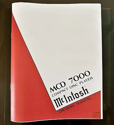 McIntosh MCD7000 Compact Disc Player CD Owners Instruction Manual • $15