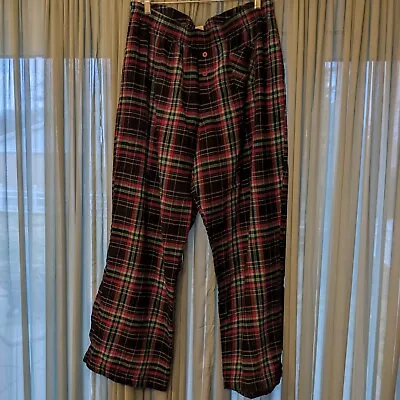 Fashion Bug Sleepwear PJ Bottoms Flannel VTG 1X Lounge Pants Black & Pink Plaid • $12.99