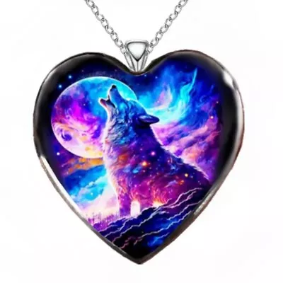 Fashion Heart Colorful Wolf Necklace Animal Wolf Pendant Charm Men Women Jewelry • $13.98