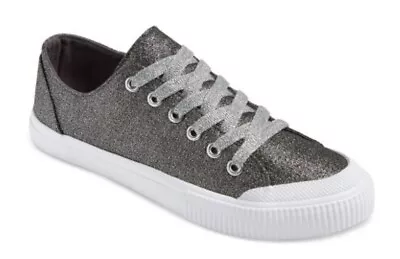 NEW Women’s June Glitter Sneakers - Mossimo Supply Co.™ Silver Sparkly Size 7 • $9.99