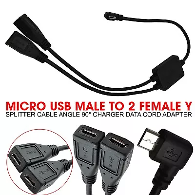 Micro USB Male To 2 Female Y Splitter Cable Angle90 Charger Data Cord Adapter 7m • $6.64