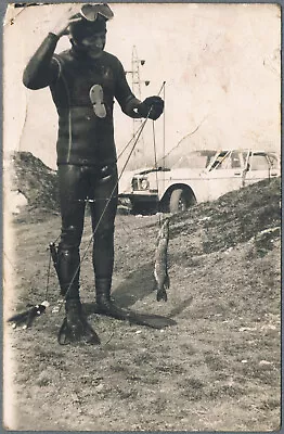 Diver Men Scuba Gear Swimsuit Snapshot Swimmer Guys Diving Vtg Old Photo • $9.99