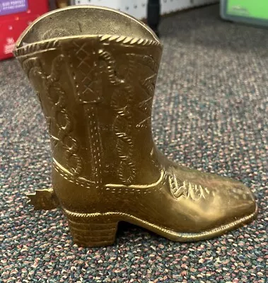 Vintage Brass Cowboy Boot With Spur Western Decor Heavy • $9.99