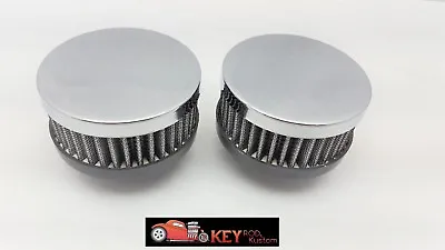 2x Chrome Push In Open Washable 3  Short 1-1/2  Breather Valve Cover PAIR SBC • $20.95