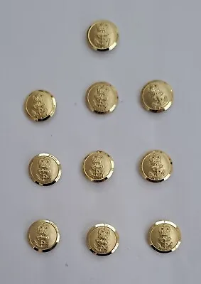 14mm Gold Officers Naval Buttons Rope & Anchor Design. Set Of 10 New Buttons • £18
