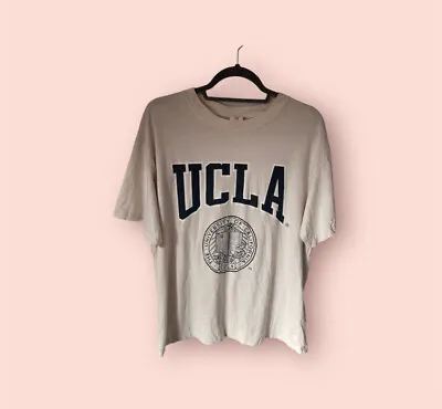 H&M Cream/White Graphic ‘UCLA’ Tee Shirt Size Medium 9/10 Condition • £14.99