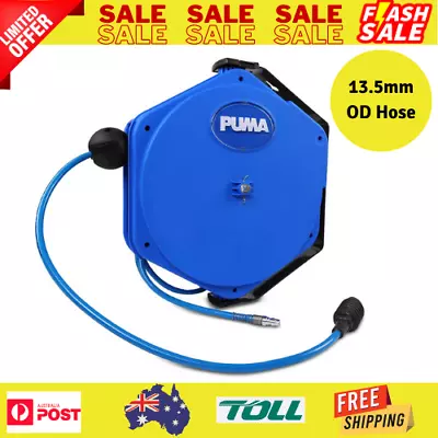 Puma Air Hose Reel Retractable Compressor 16m Garage Workshop Mountable Quick Lo • $134.79