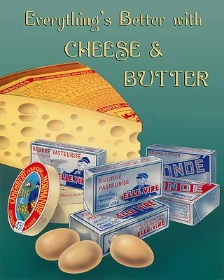 Kitchen Cheese Butter Eggs France French Food 16X20 Vintage Poster FREE S/H • $22.15