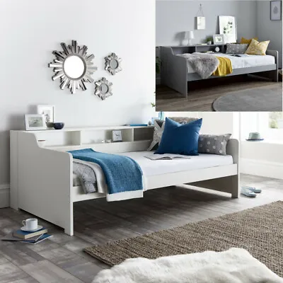 Wood Day Bed Tyler Storage White Or Grey 3ft Single With 4 Mattress Options • £259.99