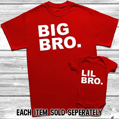 £7.45 • Buy Big Bro Lil Bro T-Shirt Kids Baby Grow Brothers Outfits Brother Little